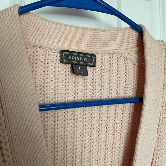 J. Crew Point Sur Blush Pink Chunky Knit Cardigan Sweater Size Large - Picture 4 of 10